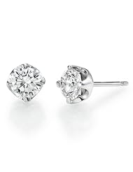 3/4 ct, E Color, VS1 Clarity, GIA Certified, Round Cut, Diamond Earrings in 14K Gold / White