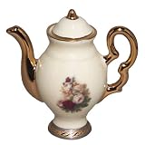 Limoges China Ivory Porcelain Miniature Coffepot with Gold and Platinum Border