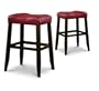2 29" Red Cushion Saddle Back Black Bar Stools