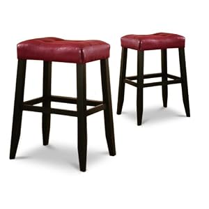 2 29 Red Cushion Saddle Back Espresso Bar Stools by 
