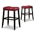 2 29" Red Cushion Saddle Back Black Bar Stools