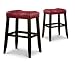 2 29″ Red Cushion Saddle Back Black Bar Stools
