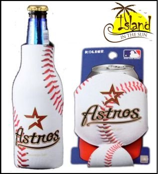 (2) HOUSTON ASTROS BASEBALL CAN & BOTTLE KOOZIE COOLER