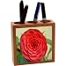 Rikki KnightTM Red Flower Design 5 Inch Tile Maple Finished Wooden Tile Pen Holder - Pencil Stationery Holder - Desktop Accessory - Unisex - Ideal Gift for all occassions!