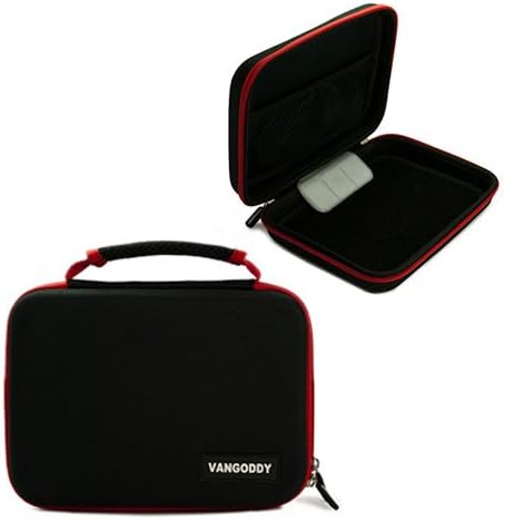 Unique Harlin Black with Red Trim Android 4.0 Tablet Reinforced Portfolio Accessories Cube with Dual Zipper Closure, Device Friendly Velcro Strips, 2 Nylon Pouches, and 15 SD Card Slots for All Models of the Crazy Cart 7 Inch Android 4.0 Tablet