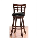 Bobkona Faux Leather Grid Back 29" Swivel Barstool in Brown