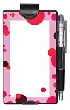 Wellspring Auto Notes Notepads and Pencil for the Car, Clips to the Visor, Mod Pink Dots