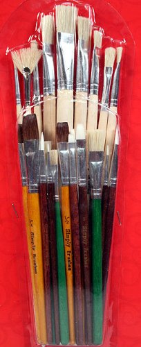 25 Piece Student Paint Brush Assortment for Acrylic, Oil, Watercolors