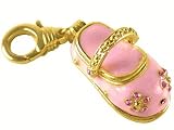 Pink Baby Shoe Locket Charm with Austrian Crystals - It Opens