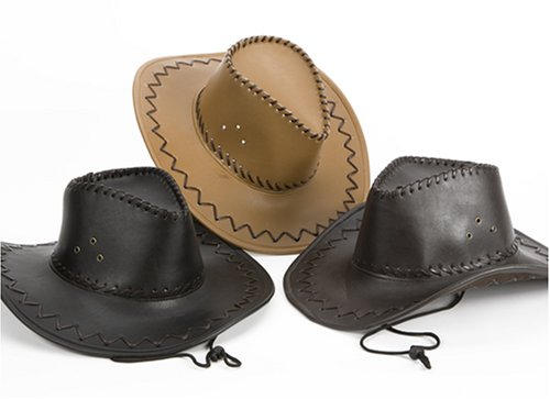 Childrens Toyshop  Toys : FAUX LEATHER COWBOY STETSON HAT, TAN, BLACK OR DARK BROWN