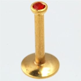 41GyYCEuToL. SL500 AA280  Gold Plated Stainless Steel Labret: 16g 5/16, with Faceted Gem Ball: 2mm, Red Gem