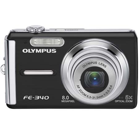 Olympus FE-340 8MP Digital Camera with 5x Optical Zoom (Black)