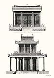 Chinese Architecture B&W by Sir William Chambers. ART PRINT . 16.00 inches width by 22.00 inches height. Highest Quality Art Poster Print