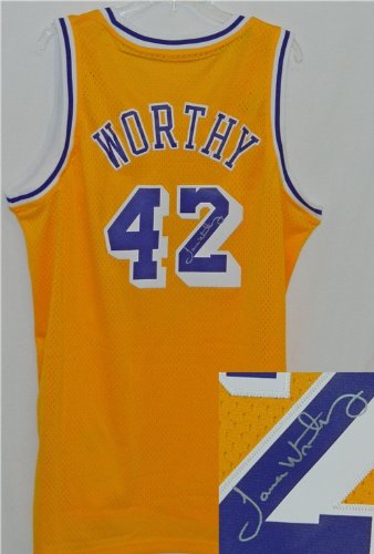 James Worthy Autographed/Hand Signed Lakers Gold Adidas Swingman Jersey