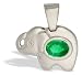 14K White Gold Genuine Oval Emerald Elephant Pendant