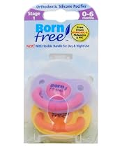 BornFree 2x Pacifiers for Day and Night Use 0-6 months BPA FREE.
