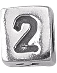 925 Sterling Silver Number "2" Bead For Chamilia, Pandora, Biagi, Personality, Reflections And More Charm Bracelets