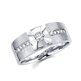 14K White Gold Round Diamond Men's Couple Wedding Ring Band (3/8 ctw., GH Color, SI Clarity)