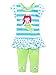 Nannette Infant Girls 2 Piece Mermaid Outfit with Blue Shirt Green Leggings 6-9m