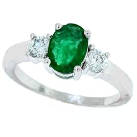 Buy 1.68CT Emerald and Diamond Ring in 14Kt White Gold by Mytreasurez