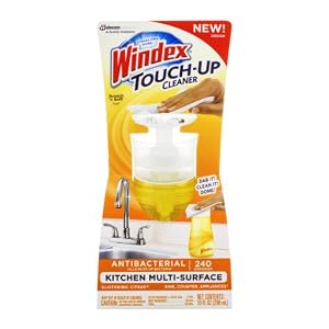 Windex Touch-Up Cleaner Antibacterial Kitchen Multi-Surface Glistening Citrus, 10 FZ (Pack of 4)