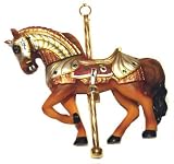Medieval Fairytale Glittery Brown Carousel Horse Christmas Ornament