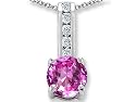 1.35 cttw 14k White Gold Plated Silver Created Pink Sapphire and Genuine White Topaz Pendant