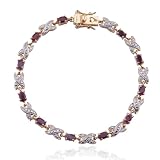18kpl Genuine Ruby & Diamond Accent 7.25" Bracelet