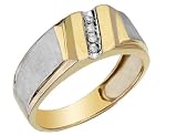 Mens Diamond Band in Brushed Two Tone Gold