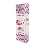 SipSticks Paper Drinking Straws Biodegradable 50 Pack - Hot Pink Polka Dot