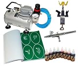 DELUXE AIRBRUSH TATTOO KIT 8 Includes: COMPRESSOR, HOSE, AIRBRUSH, INK, AND STENCILS