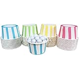 Outside the Box Papers Pastel Stripe Candy Nut Cups 48 Pack Pink, Light Blue, Yellow, Mint Green