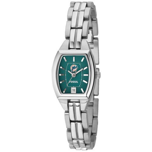 Miami Dolphins Watches : Fossil Miami Dolphins Ladies Stainless Steel Analog Cushion Watch