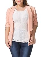 Allegra K Women Plus Size 3/4 Sleeves Ruched Cuffs Blazer