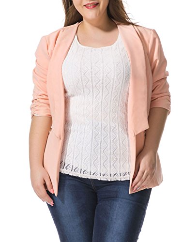 Alya Women Plus Size 3/4 Sleeves Turn Down Collar Blazer