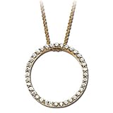 14K Yellow Gold Created Moissanite Pendant On 18 Inch Sparkling Singapore Chain