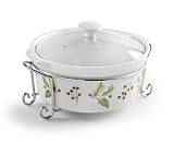 Review Metro 5032X / Mayfair & Jackson Round Porcelain Casserole with Vented Lid and Elegant Serving Rack, Holly Print