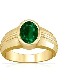 18K Yellow Gold Oval Cut Emerald Solitaire Ring