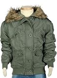 Girls' Button Front Bomber Jacket with Faux Fur Trim