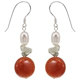 Freshwater Pearl, Aventurine & Gold Crystal Handmade Earrings