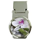 Money Clip Watch of Orchid with Bamboo and River Stones (Japanese Asian Theme)