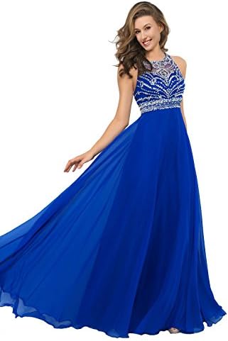 Artie Gorgeous A-line Floor Length Chiffon Prom Dresses Evening Dresses, 16, Royal Blue