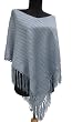Handmade Poncho with Hand-crocheted Border - Acrylic and Cotton Mixed Yarn (Medium/large) (Vintage Blue-gray) Handmade Poncho with Hand-crocheted Border - Acrylic and Cotton Mixed Yarn (Medium/large) (Vintage Blue-gray)