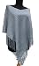 Handmade Poncho with Hand-crocheted Border - Acrylic and Cotton Mixed Yarn (Medium/large) (Vintage Blue-gray)