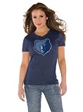 Memphis Grizzlies Navy Women's Primary Logo Tri Blend V Neck T-Shirt- by Alyssa Milano