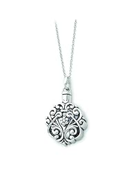 Sterling Silver Antiqued Circle Remembrance Ash Holder 18in Necklace.