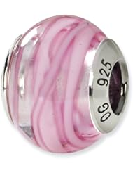 Sterling Silver Reflections Pink/White Italian Murano Bead