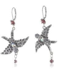 Betsey Johnson "Iconic Amethyst" Bird Drop Earrings