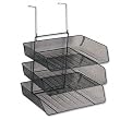 Fellowes 75902 Mesh Partition Additions Triple Tray, Side Load, Letter Size, Black