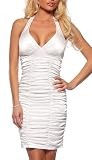 Designer Ruched Cocktail Party Satin Halter Mini Dress